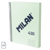 Cuaderno verde A4 con espiral y tapa dura MILAN